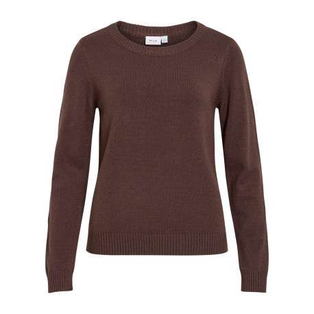 Pull marron à coupe droite pourvu d'un col rond et de manches longues