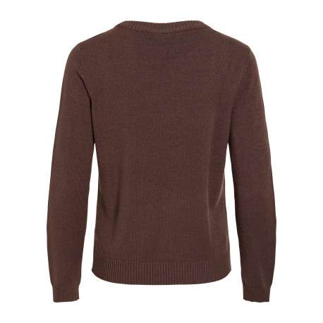 Pull marron à coupe droite pourvu d'un col rond et de manches longues - Image 2