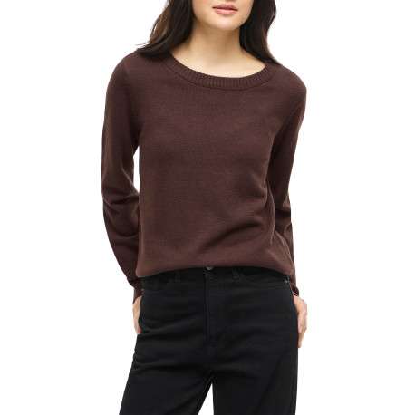 Pull marron à coupe droite pourvu d'un col rond et de manches longues - Image 5