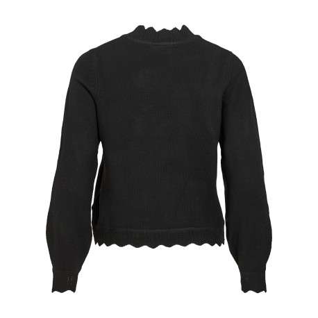 Pull noir à coupe droite pourvu d'un col rond et de manches longues - Image 2