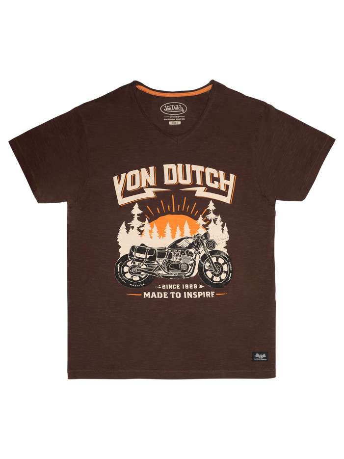 T-shirt en coton marron à...
