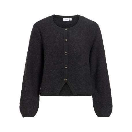 Gilet noir à coupe droite pourvu d'un col rond et de manches longues