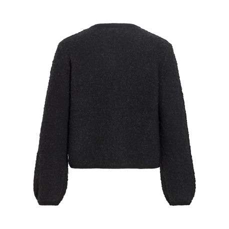 Gilet noir à coupe droite pourvu d'un col rond et de manches longues - Image 2
