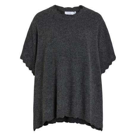 Pull anthracite à coupe droite pourvu d'un col rond et de manches courtes