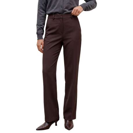 Pantalon chino marron à coupe droite pourvu d'une taille élastiquée - Image 3