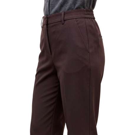 Pantalon chino marron à coupe droite pourvu d'une taille élastiquée - Image 5
