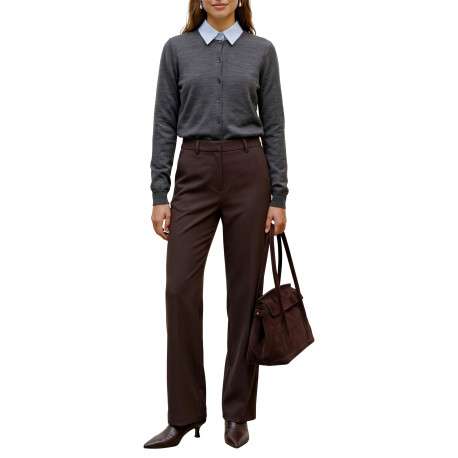 Pantalon chino marron à coupe droite pourvu d'une taille élastiquée - Image 6