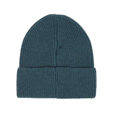 Bonnet pétrole en tricot côtelé pourvu d'un revers avec le logo brodé - Image 2