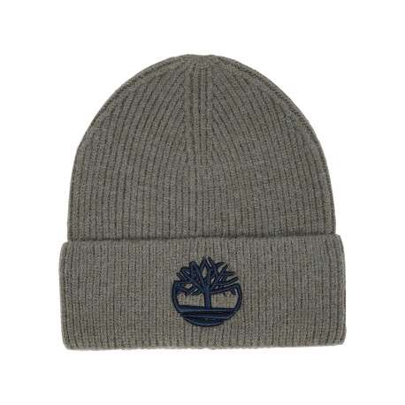 Bonnet tilleul en tricot côtelé pourvu d'un revers avec le logo brodé