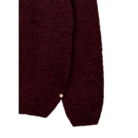 Gilet bordeaux en maille duveteuse doté d'un col en V et d'une coupe large - Image 5