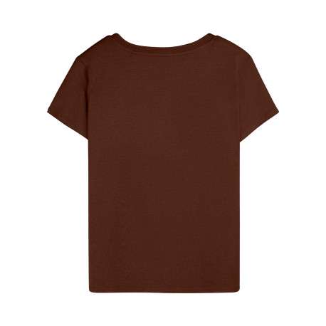 T-shirt chocolat uni avec des manches courtes et une coupe droite - Image 2