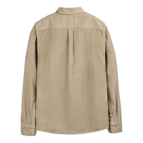 Chemise en velours côtelé beige avec des boutons et le logo brodé - Image 2