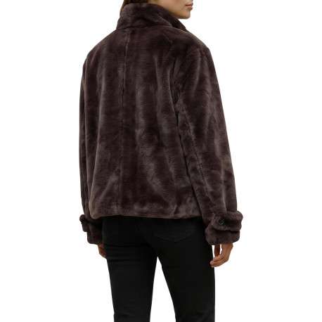 Manteau marron à coupe droite pourvu d'une fermeture boutonnée - Image 3