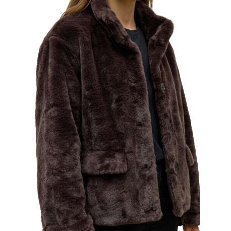 Manteau marron à coupe droite pourvu d'une fermeture boutonnée - Image 4
