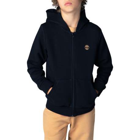 Sweat noir à fermeture zippée doté d'un col à capuche à coupe droite