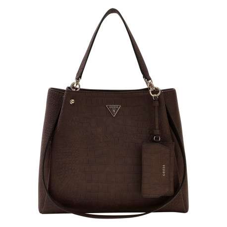 Sac à main Lorella chocolat avec une bandoulière ajustable et un imprimé croco - Image 2