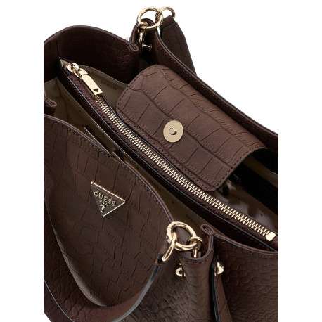 Sac à main Lorella chocolat avec une bandoulière ajustable et un imprimé croco - Image 4