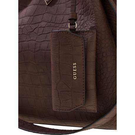 Sac à main Lorella chocolat avec une bandoulière ajustable et un imprimé croco - Image 5