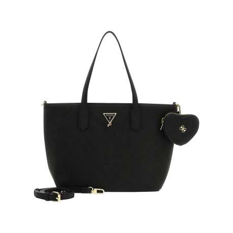 Sac à main noir avec deux anses et à motifs monogrammes en losanges - Image 2