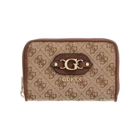 Portefeuille à imprimé monogramme logotypé beige orné du logo