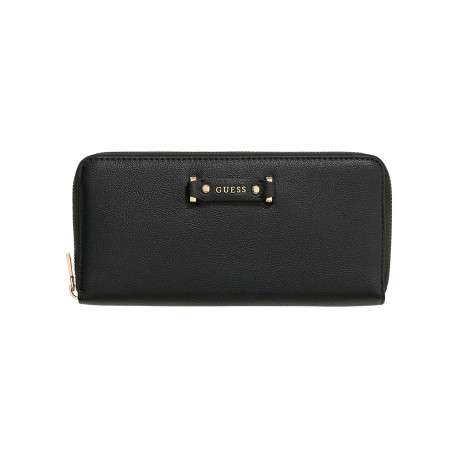 Portefeuille Dorothy noir uni avec fermeture zippée et un logo doré