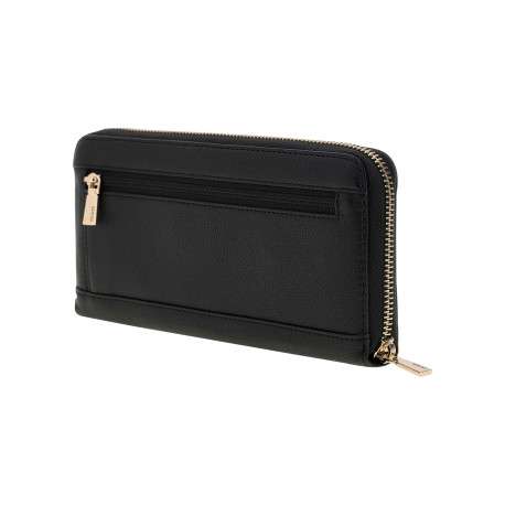 Portefeuille Dorothy noir uni avec fermeture zippée et un logo doré - Image 3