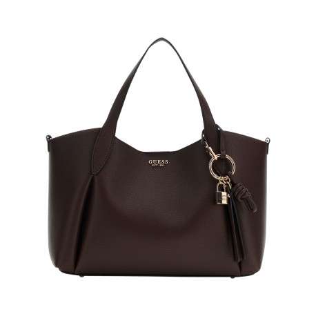 Sac à main Melody marron uni avec deux anses et une bandoulière amovible