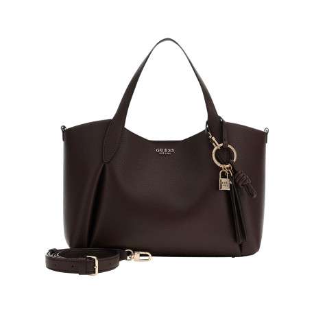 Sac à main Melody marron uni avec deux anses et une bandoulière amovible - Image 2