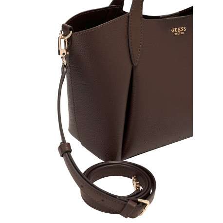 Sac à main Melody marron uni avec deux anses et une bandoulière amovible - Image 5