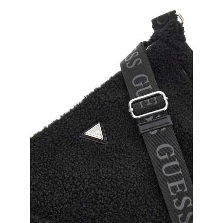 Sac à bandoulière ajustable noir en forme banane et full sherpa - Image 3