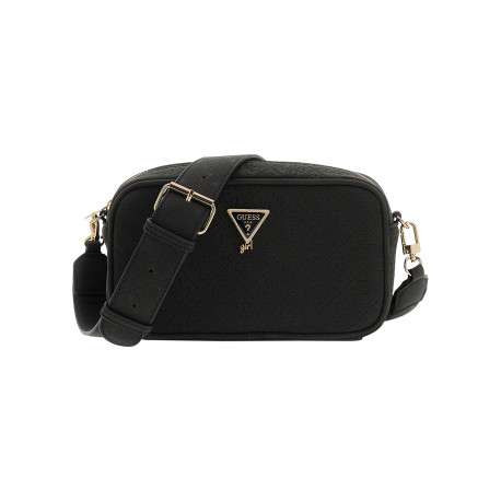Sac à bandoulière noir avec motifs monogrammes et bandoulière réglable