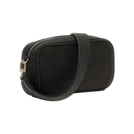 Sac à bandoulière noir avec motifs monogrammes et bandoulière réglable - Image 2