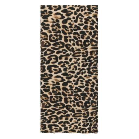 Écharpe à motif léopard avec une coupe rectangulaire et des bords à franges