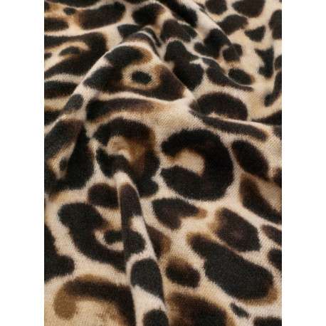 Écharpe à motif léopard avec une coupe rectangulaire et des bords à franges - Image 3