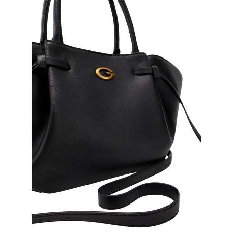 Sac à main Allegra noir uni avec une fermeture zippée et un bouton-pression - Image 3