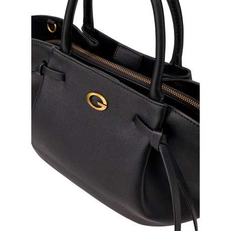 Sac à main Allegra noir uni avec une fermeture zippée et un bouton-pression - Image 4