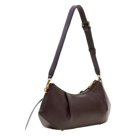 Sac marron uni Allegra avec une bandoulière ajustable et un logo doré - Image 2