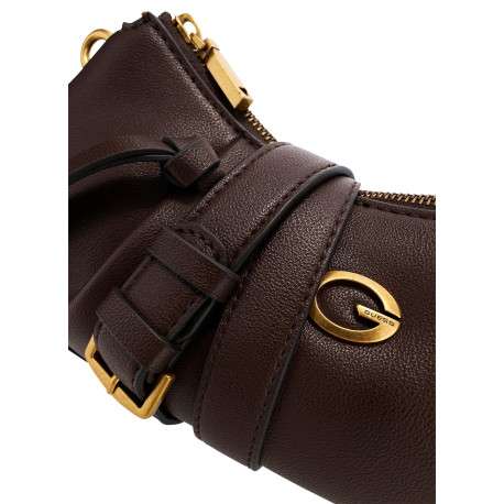 Sac marron uni Allegra avec une bandoulière ajustable et un logo doré - Image 3
