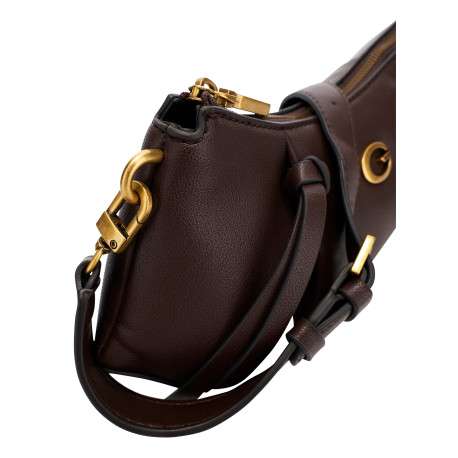 Sac marron uni Allegra avec une bandoulière ajustable et un logo doré - Image 4