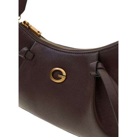 Sac marron uni Allegra avec une bandoulière ajustable et un logo doré - Image 5