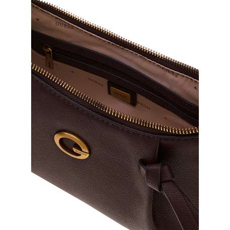 Sac marron uni Allegra avec une bandoulière ajustable et un logo doré - Image 6