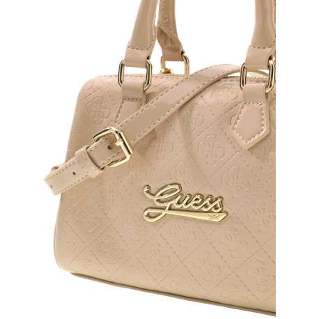 Sac à main écru à motifs monogrammes avec deux ances et une bandoulière - Image 4