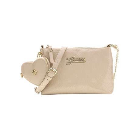 Sac à bandoulière écru avec motifs monogrammes et bandoulière réglable