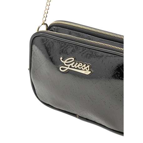 Sac à bandoulière verni noir avec monogrammes et bandoulière amovible - Image 3