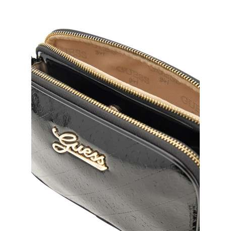 Sac à bandoulière verni noir avec monogrammes et bandoulière amovible - Image 4
