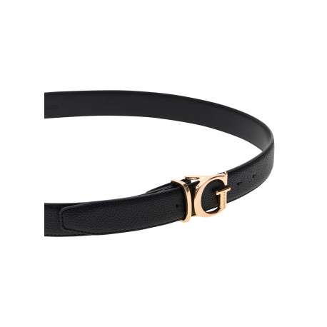 Ceinture en similicuir noire unie pourvue d’une boucle métallique dorée - Image 2