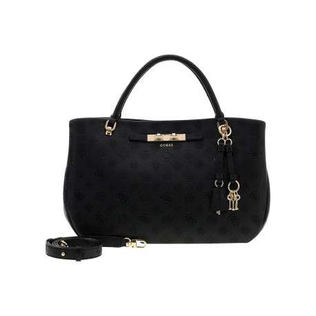 Sac à main noir en simili-cuir gauffré avec des breloques cloutées Guess