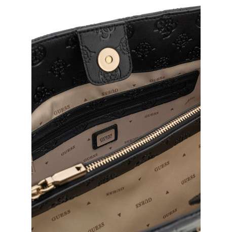 Sac à main noir en simili-cuir gauffré avec des breloques cloutées Guess - Image 4