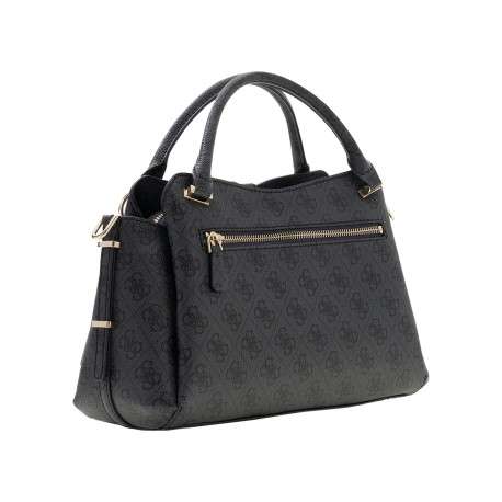 Sac à main noir orné d'un monogramme logotypé et le logo doré - Image 2