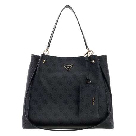 Sac à main Lorella noir porté épaule avec motifs monogrammes - Image 2